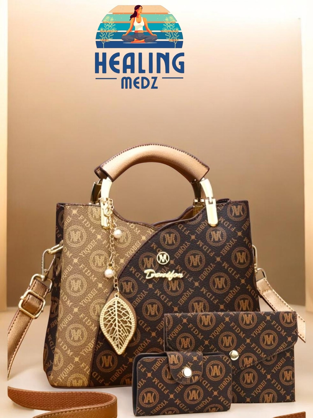 Women's Golden High-End Elegance Elegant Three-Piece Set Bags